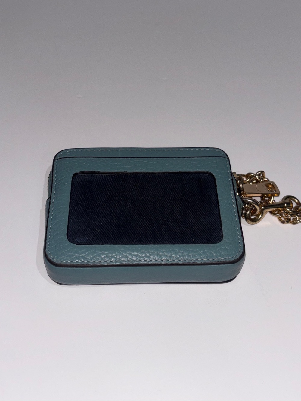 COACH Zip Card Case ID Wallet Refined Pebble Leather Soft Green/Gold - Picture 3 of 4